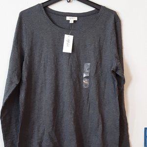 Long Sleeve Crew Neck Top Charcoal